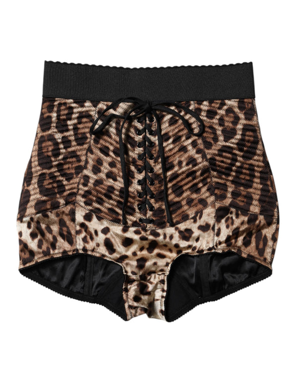 Brown Leopard High Waist Hot Pants Shorts