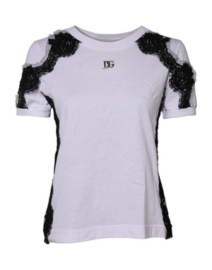 White Floral Lace DG Detailing Top T-shirt