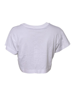 White Floral Lace DG Detailing Cropped T-shirt