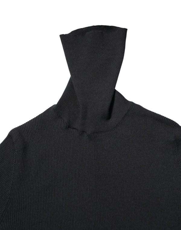Black Cashmere Turtleneck Knitted Blouse Top