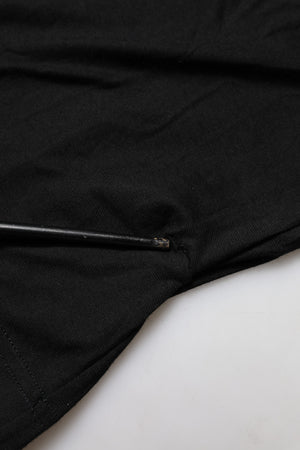 Black Cotton Short Sleeves Round Neck T-shirt