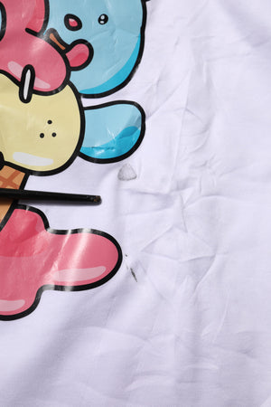 White Cotton Graphic Print Crew Neck T-shirt