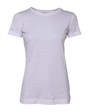 White Cotton Short Sleeves Round Neck T-shirt