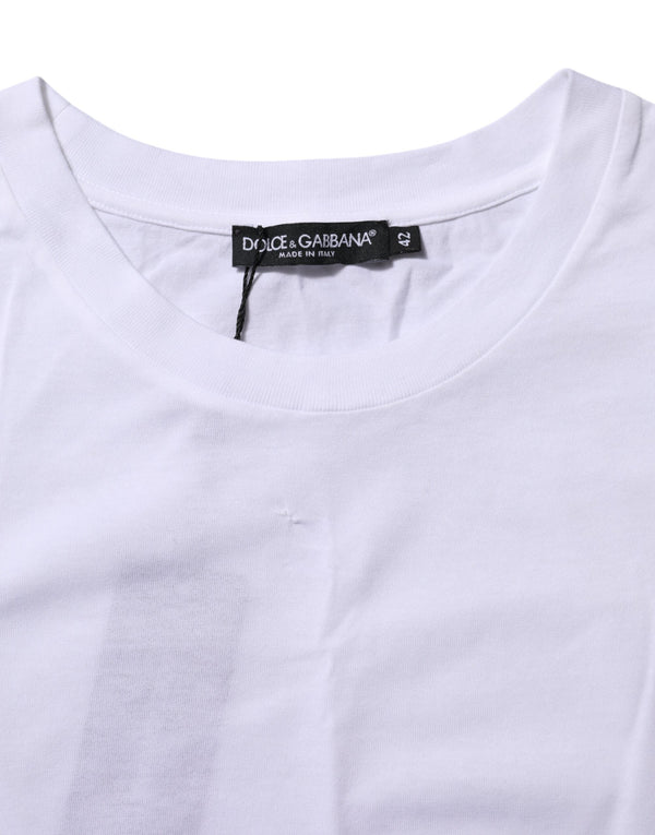 White Cotton Round Neck Short Sleeves T-shirt