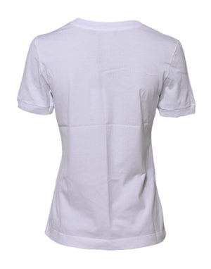 White Cotton Round Neck Short Sleeves T-shirt