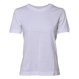 White Cotton Round Neck Short Sleeves T-shirt