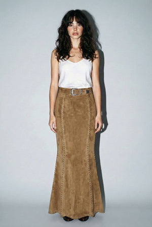 Sienna Western Eyelet Suede Maxi Skirt