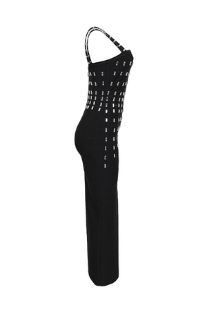 Bandage Square Neck Cut Out Long Dress