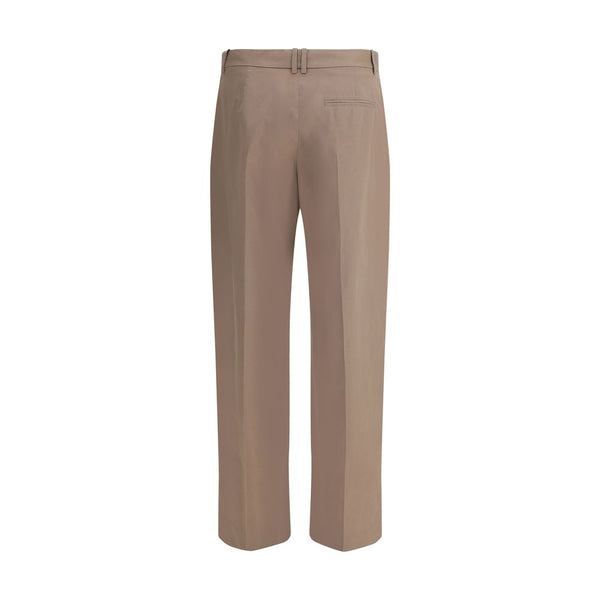 Beige Cotton Casual Pants