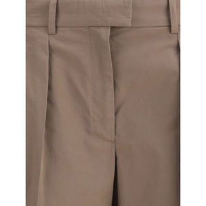 Beige Cotton Casual Pants