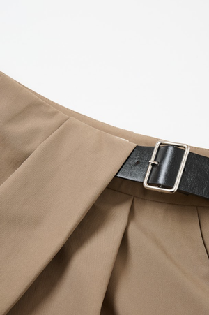 Belted Tailored Wide-Leg Trousers