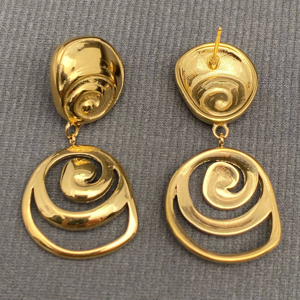 Golden Spiral Sculptural Drop Earrings