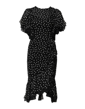 Black White Lace Polka Dot Chiffon Dress