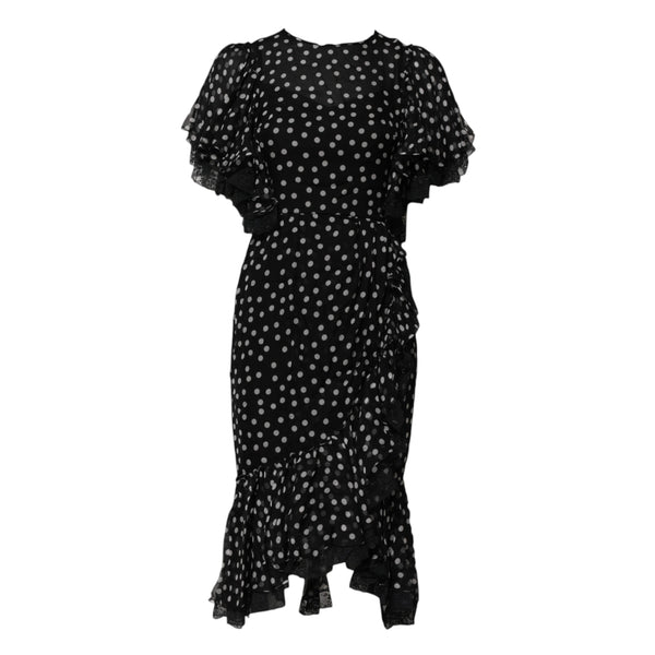 Black White Lace Polka Dot Chiffon Dress