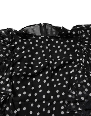 Black White Lace Polka Dot Chiffon Dress