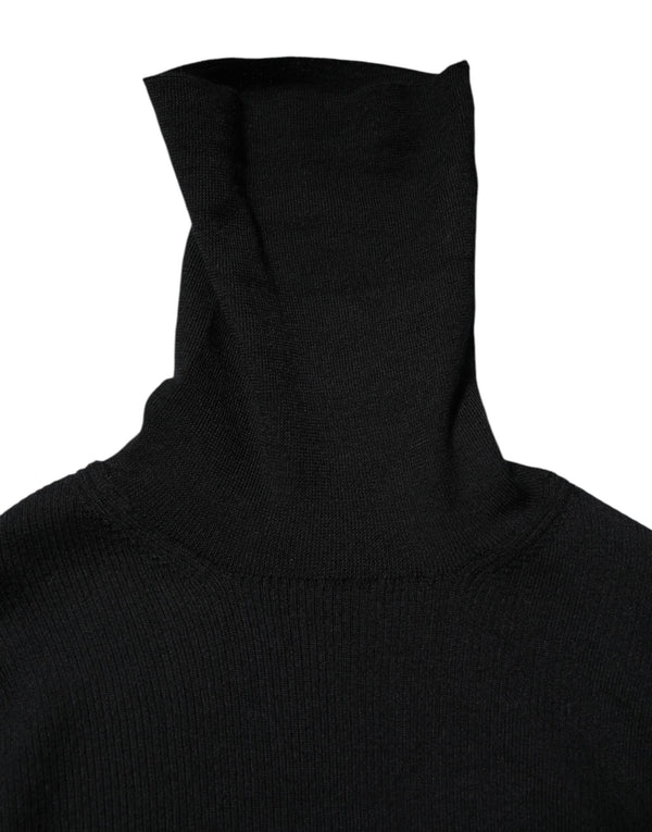 Black Long Sleeves Turtle Neck Mini Dress