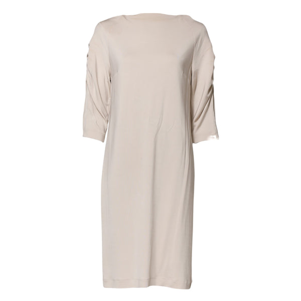 Ivory Viscose Sheath Knee Length Dress