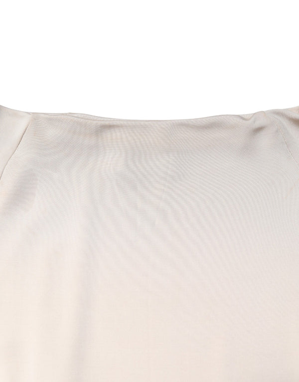 Ivory Viscose Sheath Knee Length Dress