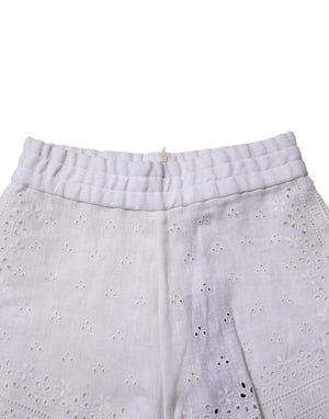 White Linen High Waisted Hot Pants Shorts