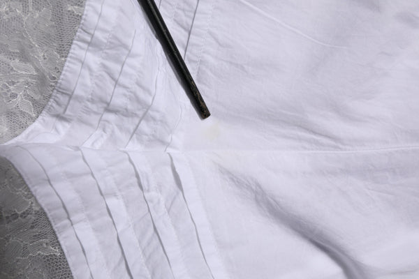 White Lace Paneled Cotton High Waisted Shorts