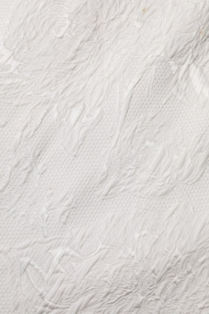 White Floral Brocade A-line High Waist Skirt