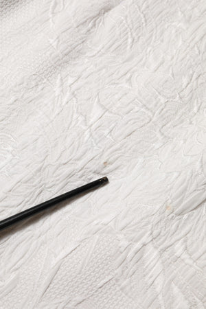 White Floral Brocade A-line High Waist Skirt