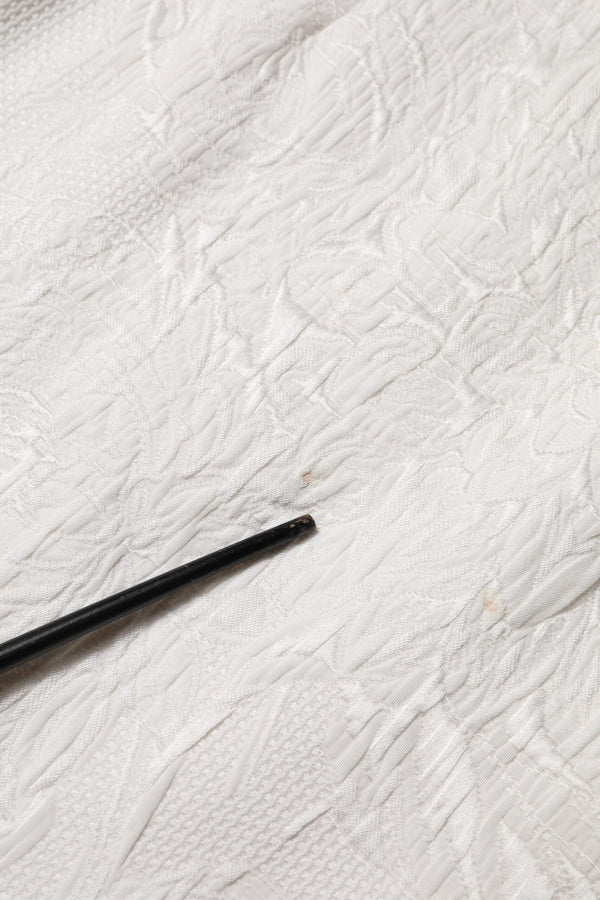 White Floral Brocade A-line High Waist Skirt