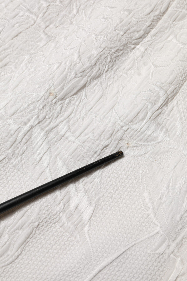 White Floral Brocade A-line High Waist Skirt