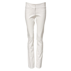 White Polyurethane High Waist Tapered Pants