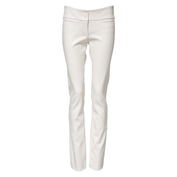 White Polyurethane High Waist Tapered Pants
