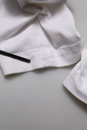 White Tattered Cotton High Waist Denim Jeans