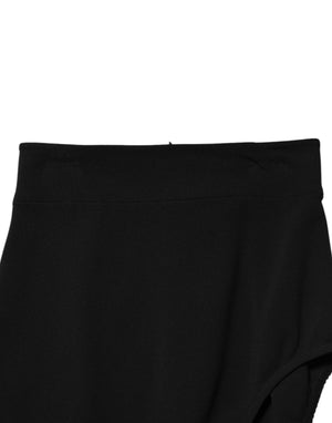 Black Wool High Waist Single Leg Pants
