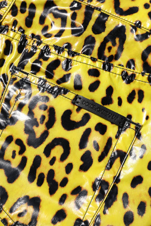 Yellow Leopard High Waist Slim Pants