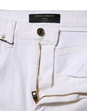 White Cotton High Waist Straight Denim Jeans
