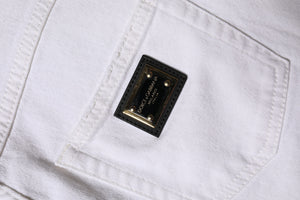 White Cotton High Waist Straight Denim Jeans