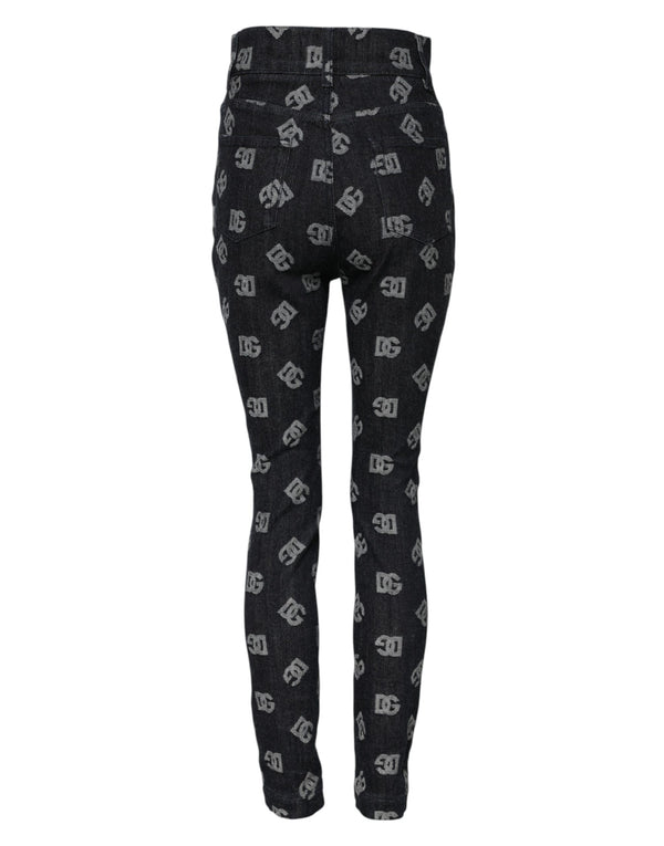 Black DG Logo High Waist Skinny Denim Jeans