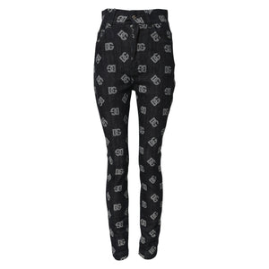 Black DG Logo High Waist Skinny Denim Jeans
