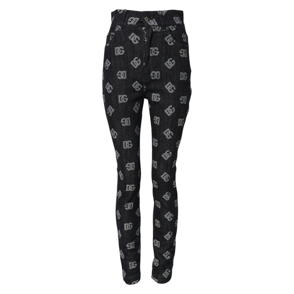 Black DG Logo High Waist Skinny Denim Jeans