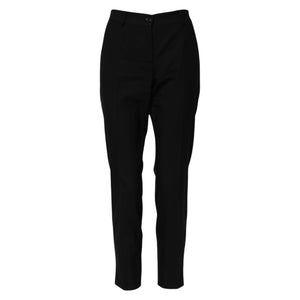 Black Wool High Waist Tapered Pants