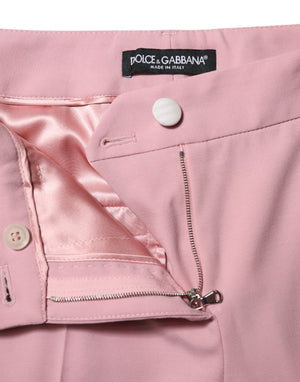 Pink Wool High Waist Tapered Pants