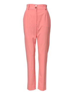 Pink High Waist Tapered Dress Pants