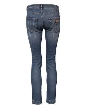 Blue PRETTY Tattered Skinny Denim Jeans