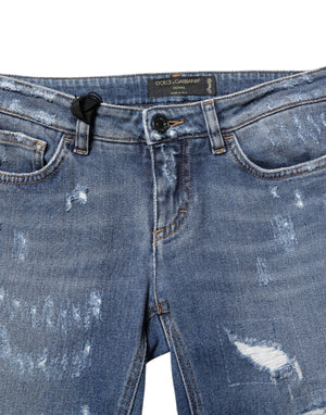 Blue PRETTY Tattered Skinny Denim Jeans