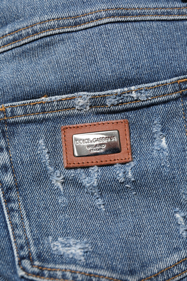 Blue PRETTY Tattered Skinny Denim Jeans