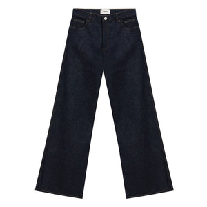 Blue Cotton High-Waisted Jean