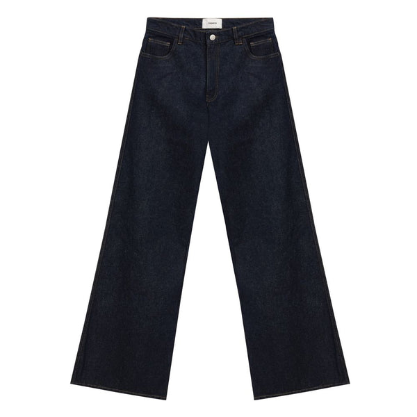 Blue Cotton High-Waisted Jean