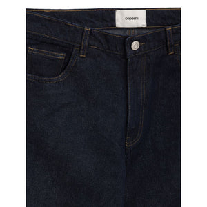 Blue Cotton High-Waisted Jean