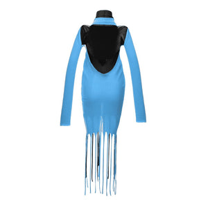 Blue Cotton Casual Dress