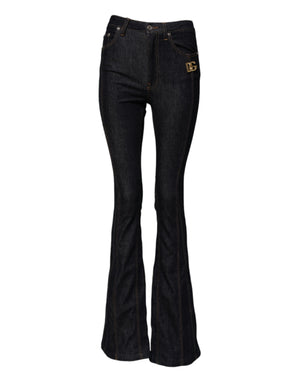 Black Cotton Mid Waist Bootcut Denim Jeans