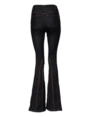 Black Cotton Mid Waist Bootcut Denim Jeans